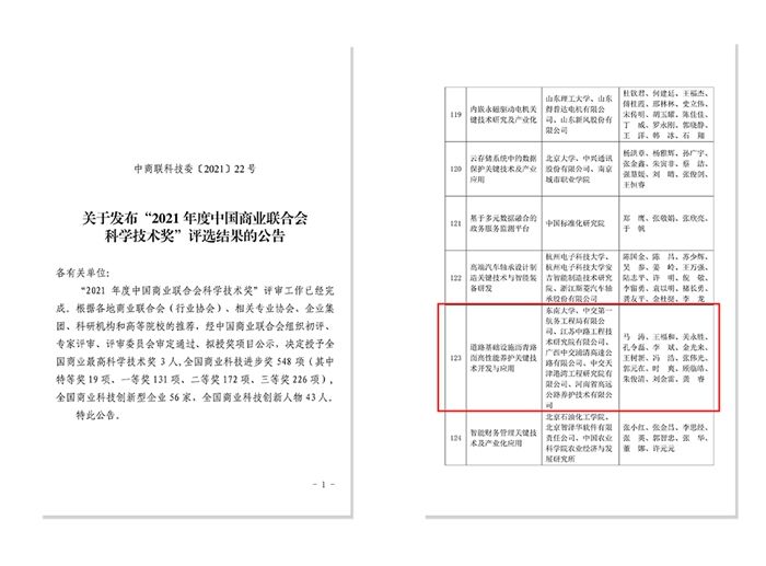 高遠(yuǎn)公司參與項(xiàng)目喜獲中國商業(yè)聯(lián)合會科學(xué)技術(shù)獎(jiǎng)